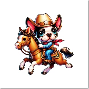 Boston Terrier Cowboy Posters and Art